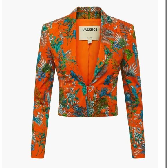 NWT L AGENCE Inez Floral Print Crop Blazer
In Orange Multi Parrot Size 6 - Picture 12 of 12